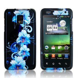 LG Optimus 2X P990 / G2X P999   Blue Flower Design Hard Plastic Skin Case Back Cover [AccessoryOne Brand] Cell Phones & Accessories