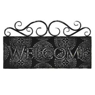Carpentree Welcome Scroll Top Sign, Black   Decorative Signs