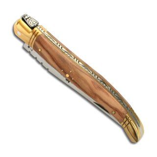 Laguiole knife with Olive Wood handle and brass bolsters   9 cm direct from France   Pocketknives  