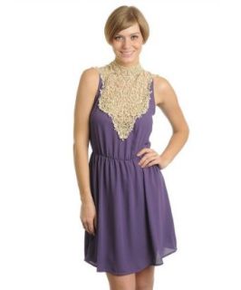 Stanzino Women's High Neck Purple Mini Dress purple S