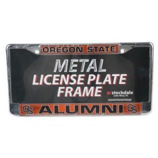 Oregon State Beavers Alumni Metal License Plate Frame W/domed Insert   Orange Background  Sports Fan License Plate Frames  Sports & Outdoors