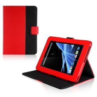 Manvex Slim and Compact Leather Folio Case Cover for the Acer Iconia B1 A71   Built in Stand with Multiple Viewing Angles   Red/Black Computers & Accessories