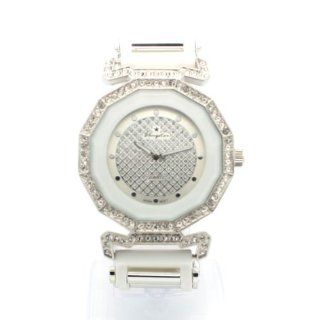 Silver White Fashion Dress Watch with Glitter Dial and Rhinestones New Diamond Cut Watches