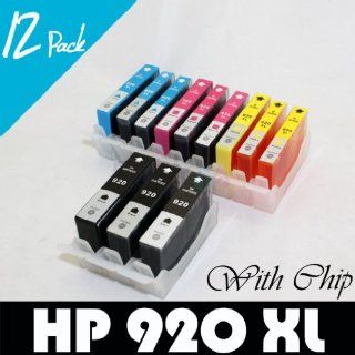12pk HP 920 Ink Cartridges CD971AN With Chip For Officejet 6500 6500 Wireless 7500A wide format e all in one e910a 6500A e all in one e710a 6500A Plus e all in one e710n 6000 6000 Wireless 7000 Wide Format