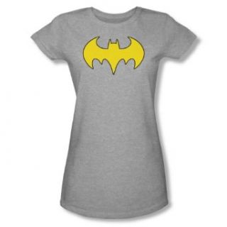 Batman Batgirl Logo Distressed Silver Juniors T shirt Tee Clothing