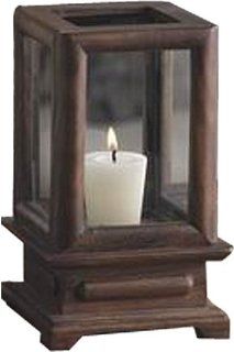 Zodax Small Portico Square Wooden Lantern, Brown   Decorative Candle Lanterns