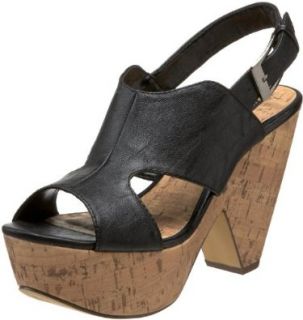 Michael Antonio Women's Gabriel Wedge Sandal, Black, 6 M US Shoes