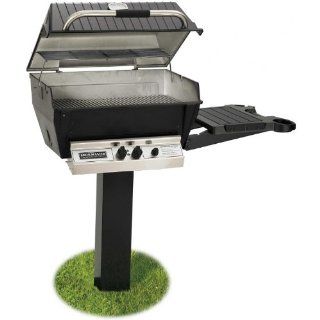Broilmaster H3 Deluxe Natural Gas Grill On Black In ground Post With Black Drop Down Side Shelf  Patio, Lawn & Garden