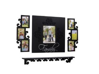 Melannco Family Wall Group with Shelf and 2 Collages, Black, Set of 4   Collage Frames
