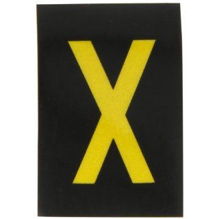 Brady 5905 X Bradylite 1 1/2" Height, 1" Width, B 997 Sheeting, Yellow On Black Color Reflective Letter, Legend "X" (Pack Of 25) Industrial Warning Signs