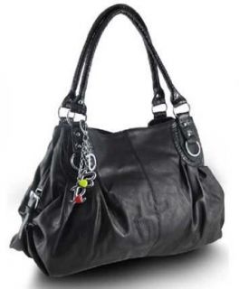Large Charm Hobo Handbag (Basic Black) Clothing