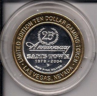 SAM'S TOWN 25 th Anniversary Las Vegas Limited Edition Ten Dollar Gaming Token .999 Fine Silver  Other Products  