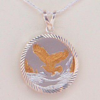 Alaska Mint Gold/Silver Medallion .999 1/4 Oz Pendant Jewelry EAGLE in Flight Diamond Cut Edge  Collectible Coins  