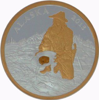 Alaska Mint 2013 Official Gold Rush NUGGET Gold/Silver Medallion .999 1 Troy Oz 