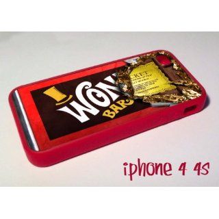 Red Willy Wonka Chocolate Bar Golden ticket iPhone 4 4s Case Cover Rubber silicone Cell Phones & Accessories
