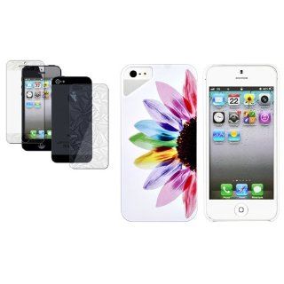 CommonByte 3D Bling Film+Sunflower Colorful Design Hard Rubberized Case for iPhone 5 LTE Cell Phones & Accessories
