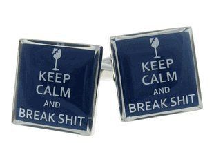 Keep Calm Break S@t Cufflinks with Gift Box Jewelry