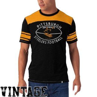47 Brand Pittsburgh Steelers Vintage Top Gun T Shirt   Black/Gold  Sports Fan Apparel  Sports & Outdoors