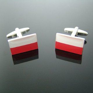 Poland National Flag Cufflinks Cuff Links Jewelry