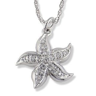 Diamond Starfish Pendant in White Gold with 16in. chain CoolStyles Jewelry