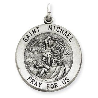 St. Michael Sterling Silver Medal Pendant.18"steel Necklace Chain Saint Michael Pendant Jewelry