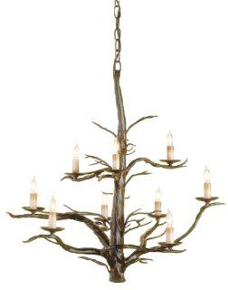 Currey and Company 9327 Treetop 9 Light Chandelier, Old Iron Finish    