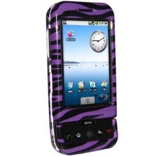 Amzer Zebra Print Snap On Crystal Hard Case for T Mobile G1/HTC Dream   Purple Cell Phones & Accessories