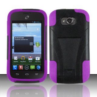 For ZTE Savvy Z750c / ZTE Awe N800 / ZTE Reef N810 (StraightTalk/Virgin Mobile) PC+SC HYBRID Cover w/ Kickstand   Purple HYB Cell Phones & Accessories