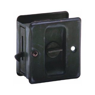 Schlage 991 1 3/4" x 2 1/4" Privacy Pocket Artisan Sliding Door Lock, Aged Bronze   Kwikset Pocket Door Lock Bronze  