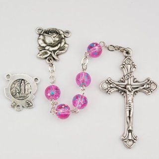 6MM PINK SPECKLED ROSARY  Gifts And Occasions  