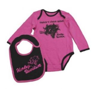 Harley Davidson Girl's Creeper Onesie & Bib Set. Daddy's Little Rebel. 4202244 4212244 Clothing