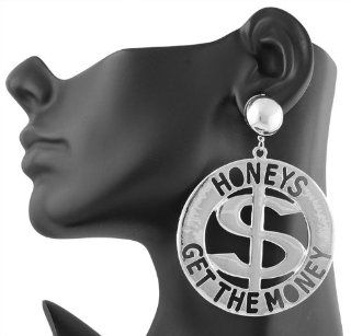 Silver Honeys Get the Money with Dollar Sign Circle Shape Stud Dangle Earrings The Ultimate Collection Earrings Jewelry