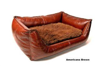 K 995 Luxury American Bison Leather Bolster Orthopetic Memory Foam Pet Bed 