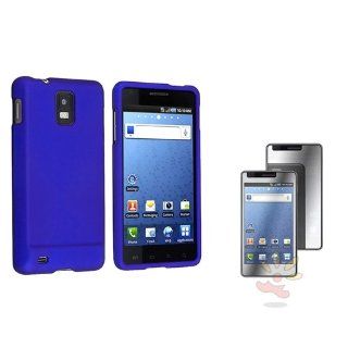 Everydaysource Compatible with Samsung Infuse 4G SGH i997 Blue Snap on Rubber Coated Case + Mirror Screen Protector Cell Phones & Accessories