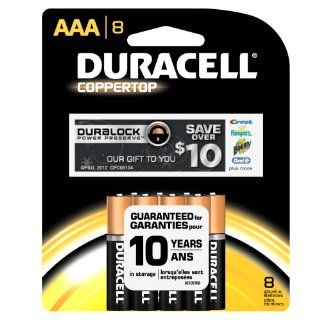 Duracell MN2400B8Z CopperTop Alkaline Manganese Dioxide Battery Saver Pack, AAA Size, 1.5V (Case of 40 Cards, 8 Unit per Card)