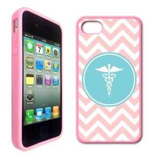 Nurse Symbol Baby Pink Zig Zag Circle Hipster Pink Silicon Bumper iPhone 4 Case Fits iPhone 4 & iPhone 4S Cell Phones & Accessories