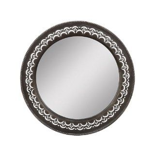 15 Inch Round Black Metal Framed Mirror   Wall Mounted Mirrors
