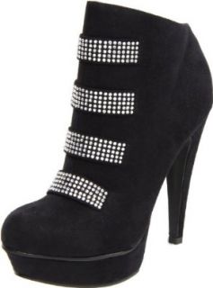 Michael Antonio Women's Rosette Ankle Boot,Black,5 M US Shoes
