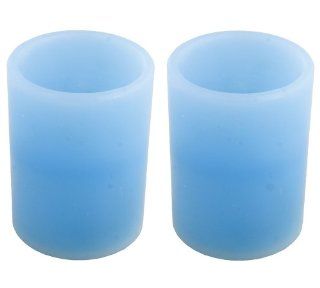 Flameless pillar candle 3 x 4 in Blue   set of 2