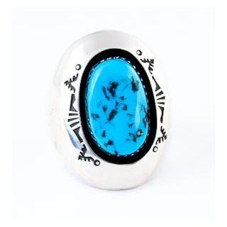 Navajo Silver Men's Turquoise Ring Size 10.5 a Goodluck Jewelry