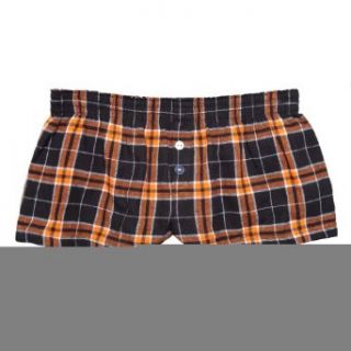 Orange Black Check Novelty Print Flannel Boxer Shorts