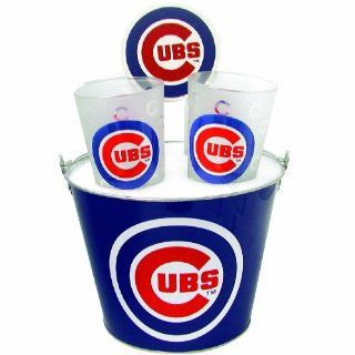 MLB Chicago Cubs Satin Etch Bucket and 4 Glass Gift Set  Sports Fan Shot Glasses  Sports & Outdoors