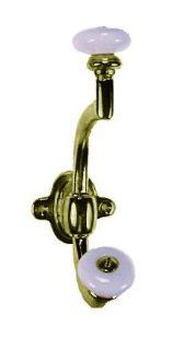 Coat Hook Front Mount Antique Brass With White Ceramic Knobs H23 P2351AB