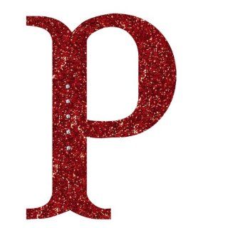 Grasslands Road 6 1/2 Inch Glitter Red Monogram Initial Ornament with Metallic Red Cord Hanger, Letter P   Decorative Hanging Ornaments