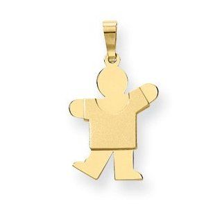 14k Gold Childrens Satin Engraveable Boy Pendant Jewelry