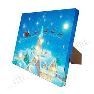 Gold Label Mr Christmas Illuminart Canvas Art Work Santa's Moonlite Sleigh Ride w/ Mini Led Lights Easel Back or Hang on Wall  Other Products  