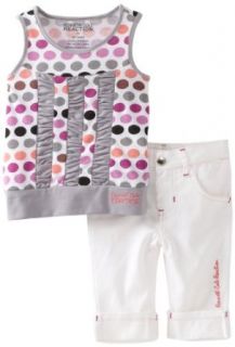 Kenneth Cole Baby girls Infant Dots Top And Capri Pant, Gray, 12 Months Clothing