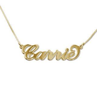 Small 18k Gold Plated Silver Carrie Name Necklace Jewelry