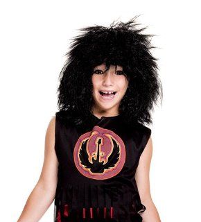 Child's Black 80's Rock Star Wig 