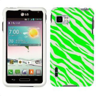 T Mobile LG Optimus F3 Green White Zebra Print Phone Case Cover Cell Phones & Accessories